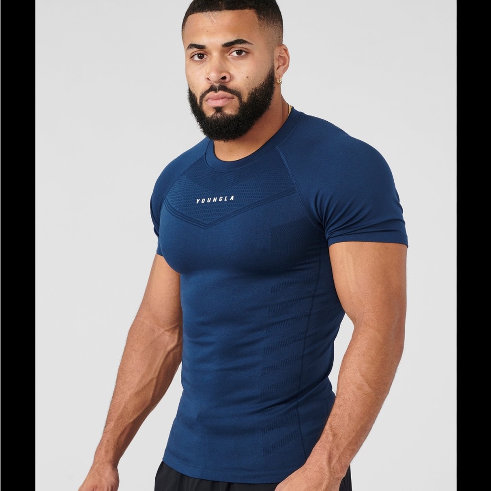 YoungLA 475 SUPERVILLAIN COMPRESSION TEES Navy Size L NWT